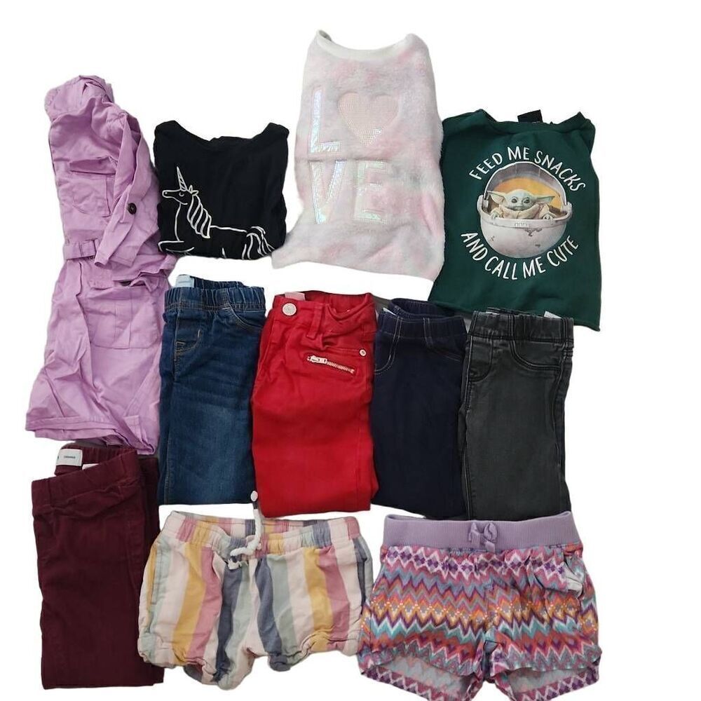 Girls Size 4 Lot of 11 Jeans Shorts Tops Old Navy Zara Cat & Jack Star Wars